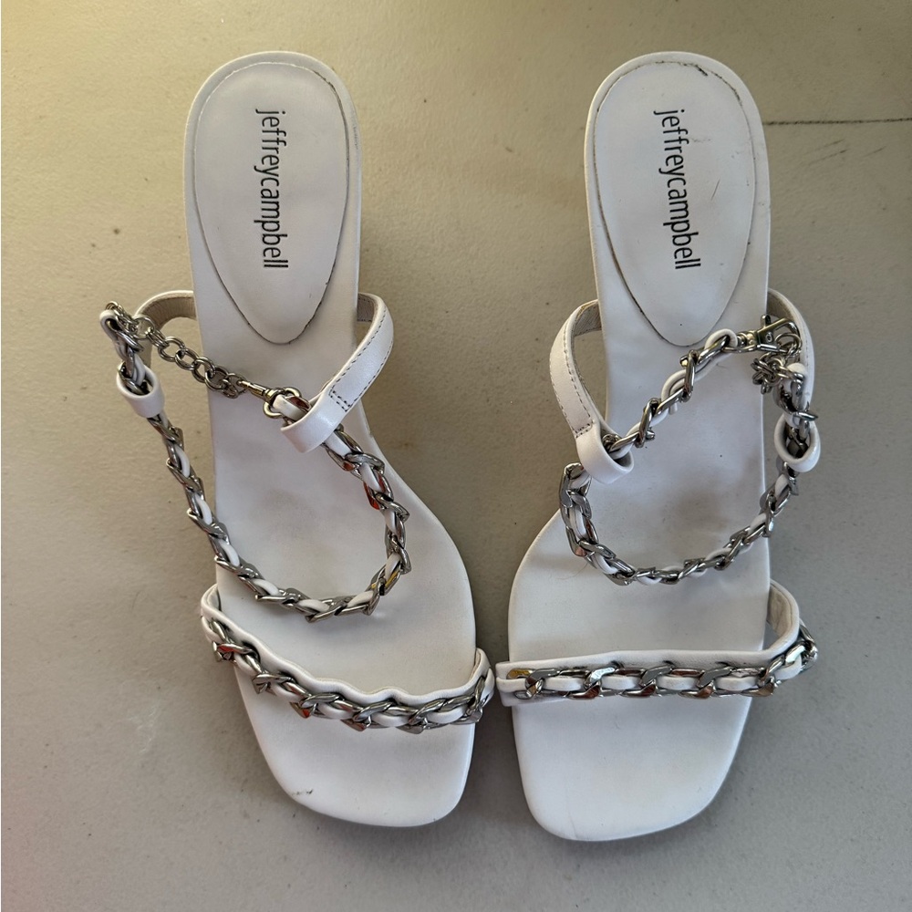Jeffrey Campbell White Chain Detail Women's Sandals